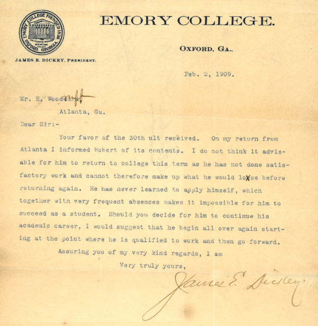 Dickey letter to Ernest Woodruff